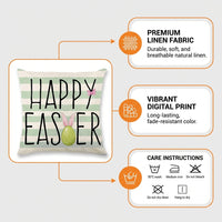 Easter Bunny Pillow Cover Decorative Spring Linen Throw Pillow Cover Easter Home Decoration Zipper Pillowcase Holiday Decor