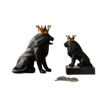 Nordic Minimalist Resin Black Lion Sculpture Ornament