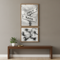 Modern Road Sign Canvas Print Wall Art for Living Room Bedroom Decor