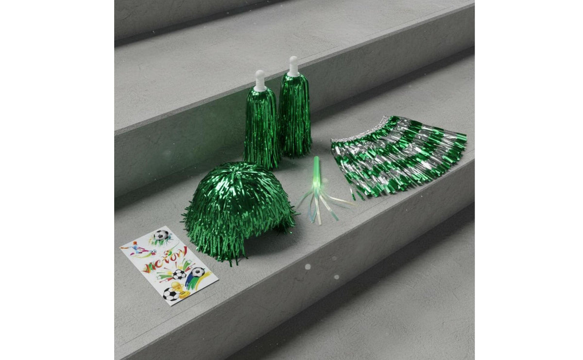 5 Pieces Football Cheering Props Kit Elastic Waistband Soccer Fan Accessory Set Eye-Catching Design Stadium Fan Gear Set for Themed Parties, Festivals