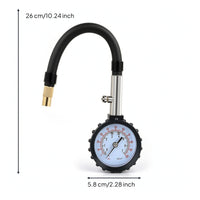 Handheld Tire Pressure Gauge with Air Bleeder Valve Mechanical Tire Pressure Gauge with Rubber Hose Flexible Long-Lasting for Garage