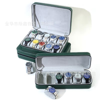 Ostrich Grain PU Leather Zippered Watch Storage Pouch (Gray/Black/Green)