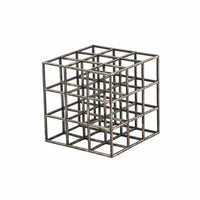 Hollow Cube Sculpture Modern Minimalist Geometric Sculpture Compact Size