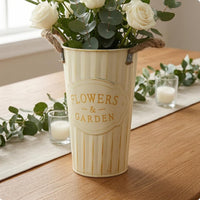Iron Flower Planter Weathered Finish Home Decor Ribbed Detailing