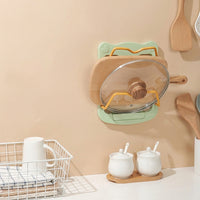 Pot Lid Holder and Pan Lid Rack, European Style Wall Mounted Rack, No Drill Cutting Board Organizer Frame Design
