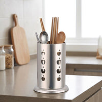 Cutlery Drainer and Utensil Drainer Rack, Stainless Steel Cutlery Organiser with Apple Perforations, Brushed Finish Kitchen Storage Sink Tidy