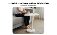 Puffy-Shaped Pedestal Table Movable Household Furniture Space Saving for Bedroom