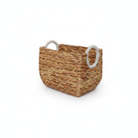 Straw Storage Basket Eco-Friendly Woven Storage Basket with Handles Artisanal