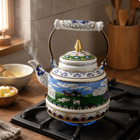Enamel Milk Tea Pot Easy to Clean Kitchenware Wide Mouth