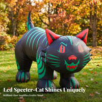 Inflatable Cat with Green Stripes | Glossy Air-Filled Construction, Vivid Graphic Detailing, for Yard