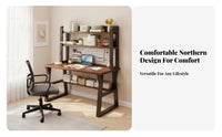Desk with Bookshelf Writing Desk with Drawers Multi-functional Study Table Engineered Wood Stable Construction Suitable for Students Bedroom Dorm Room
