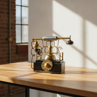 Creative Vintage Telephone Decor Sturdy Decorative Phone with Rotary Dial Sturdy Industrial Telephone Model Stable for Office Desk, Photo Studio