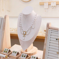 Jewelry Store Display Rack Set with Necklace, Earring, Ring, and Bracelet Holders, Beige