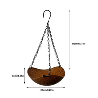 Hanging Bird Bath Bowl Wood-Grain Finish Suspended Bird Bath Chain Support