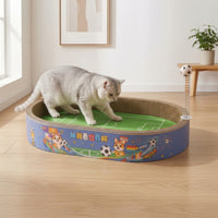 Oval Cat Scratcher with Toy Interactive Cat Scratch Bed Comfortable Corrugated Cardboard Scratcher Reversible for Kittens