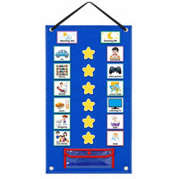 Hook-and-Loop Visual Schedule Chart Card Storage Pocket Picture Schedule Planner Foldable Daily Routine Chart Textile for Home, School