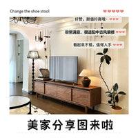 Solid Wood TV Cabinet and Coffee Table Set, Retro Style, Modular