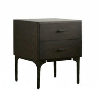 Nightstand with Storage Smoked Finish Bedside Cabinet Industrial Look for Adults