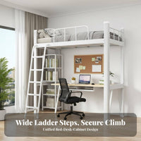 Loft Bed with Desk High Guardrail Student Dormitory Bed Space-Saving Design for Employees, Teenagers Quarters, Study Area, Small Areas