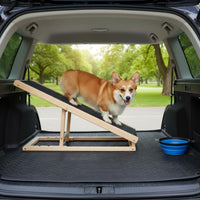 Adjustable Wooden Pet Ramp Space-Saving Foldable Dog Stairs Foldable Dog Ramp Strong Load-Bearing Wooden Pet Ladder for Bed