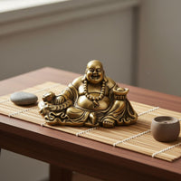 Brass Maitreya Buddha Statue Compact Design for Desk, Office, Collectors