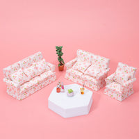1:12 Dollhouse Miniature Furniture Model Living Room Micro Scene 12-Point Three-Seat Heart Sofa