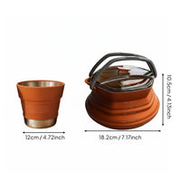 2 Pieces Collapsible Silicone Kettle and Cup Set Heat Resistant for Road Trips