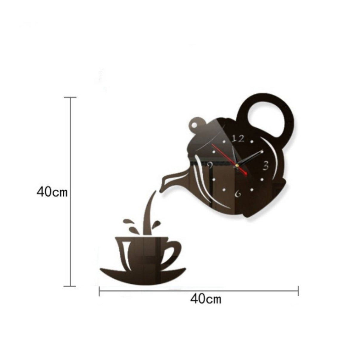 Decorative Acrylic Wall Timepiece Tea Pot and Cup Pattern Noiseless Wall