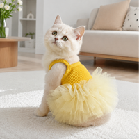 Kumquat Yellow Dog Dress, Knitted Ballet Pet Clothes for Small Dogs Girl, Lightweight Puppy Outfit for Spring Summer Autumn
