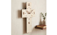 Cross-Shaped Wall Clock Engraved Numerals House Decoration Quiet Movement