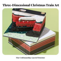 125 Sheets Creative Gift Christmas Train Paper Model Non-Sticky Notes Tear-Away Sculpture Memo Block Includes Acrylic Display Case