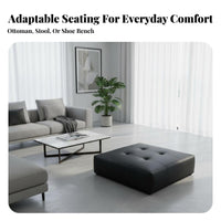 Square Block Stool Minimalist Design Upholstered Cube Seat connectable Padded Top for Bedroom, Home Office