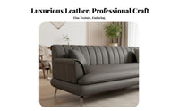 3-Seater Straight Sofa Genuine Leather 3-Seater Couch Small-Space suitable Household Furniture for Homeowners, Pet Owners, Living Room, Reception Area