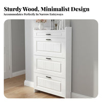 Tipping Footwear Storage Unit Tip-Out Drawers Flip Drawer Footwear Storage Unit Large Capacity for Apartment Dwellers, Homeowners, Hallway