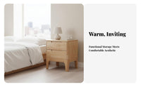 Rattan Front Nightstand Nordic Aesthetic Bedside Table Child-Safe Rounded