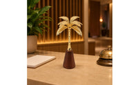 Gold Palm Tree Ornament Compact Size Artificial Tropical Palm Decoration Flat Bottom Coconut Tree Figurine for Office, Hotel