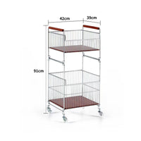 Rolling Laundry Cart Multi-Tier Wire Storage Wire Laundry Trolley Storage Rack for Utility Room