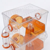 Expandable Hamster Cage and 2-Layer Clear Acrylic Habitat, Hamster Enclosure for Dwarf Hamsters, Transparent 360 Viewing Box with 9 Accessories
