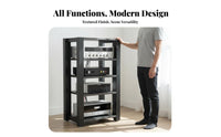 Steel and Wood Amplifier Stand Heavy Duty Multi-Tier Audio Equipment Rack Space-Saving Vertical Design Adjustable Shelf Stereo Rack for Living Room