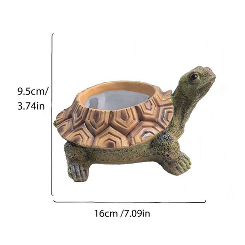 Resin Turtle Statue Planter Hand-Painted Garden Decor Unique Gift for Gardeners