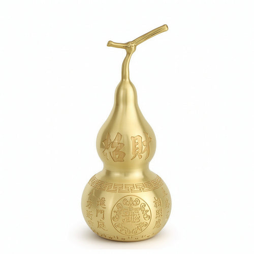 Brass Wu Lou Decorative Brass Gourd Golden for Office Desk