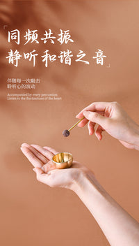 跨境迷你颂钵精油摆件手工铜钵音疗静心冥想舒缓解压送礼一件代发