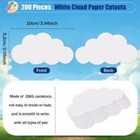Blank Cloud Decoration Cards for Bulletin Boards, DIY Coloring Party Supplies, 100-Pack
