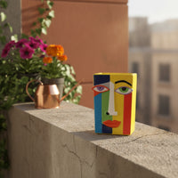 Abstract Face Flower Pot Multicolor Face Planter Decorative for Desk, Balcony
