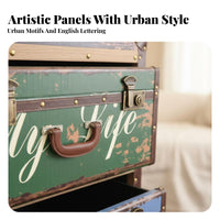 Multi-Drawer Patchwork Cabinet Vintage Design Storage Furniture Distressed Finish Hand-Painted for Bedroom, Hallway, Living Room