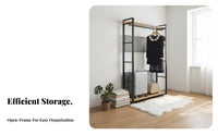 Nordic Design Freestanding Wardrobe Unit Freestanding Freestanding Wardrobe with Shelves Multi-Tier Shelving Garment Rack Heavy-Duty for Apartment Dwellers, Renters, Homeowners, Walk-in Closet, Dressing Room