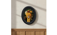 Retro Food Art Frame Creative Design Wooden Oval Picture Frame Distressed Finish for Restaurant