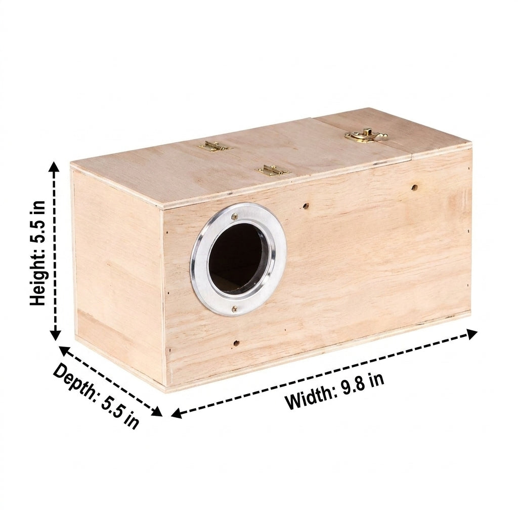 Bite Resistant Bird Box and Bird Nesting Box, 25cm Bird Boxes for Parakeet and Lovebird Wood Construction with Hinged Door and Perch