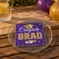 5 Pieces Lavender Gold Napkin Single-Use Graduation Party Napkin Hot Stamped