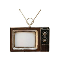 Retro TV Ornament Distressed Finish Vintage Television Decor Brown and Black
